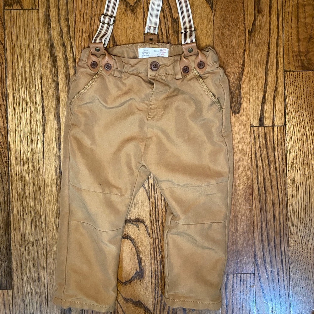 Cute Zara Khaki Pants w/ Suspenders